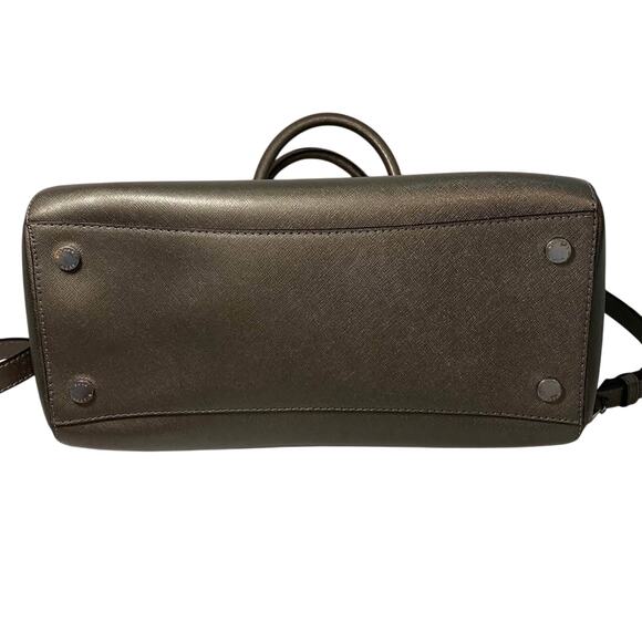 Michael Kors Ciara Gray Metallic Large Satchel Handbag - Picture 6 of 9